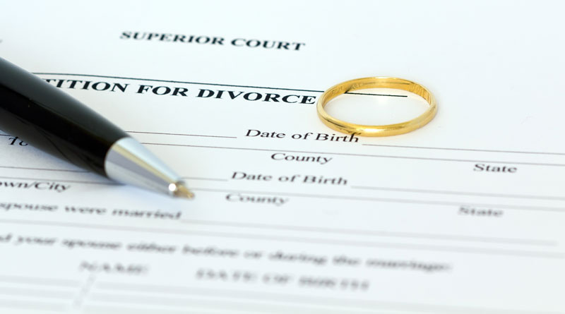 Divorce papers with ring